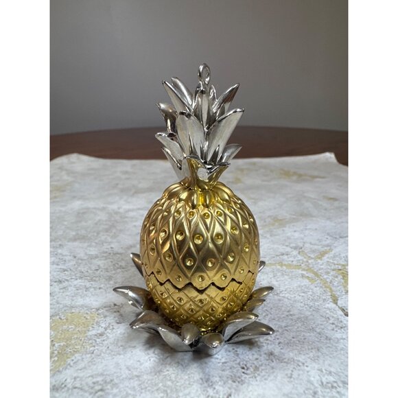 Lexox Williamsburg Pineapple Hinged Trinket Box Ornament - Picture 1 of 8